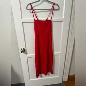 Red strappy dress